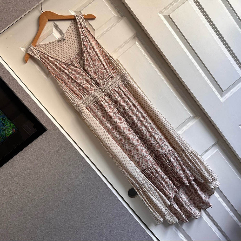 LUCKY BRAND FLORAL HIGH-LOW MIDI DRESS
